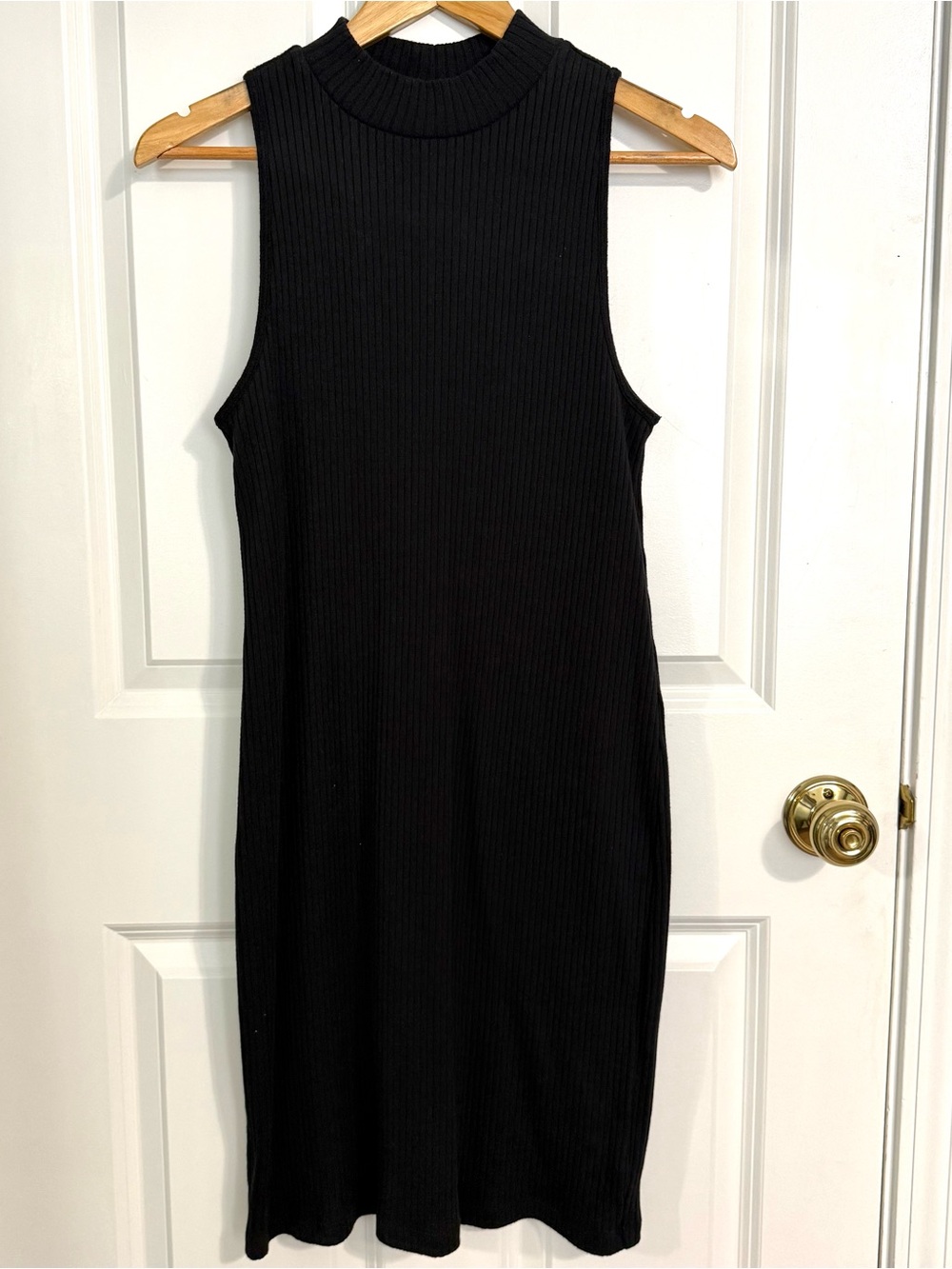 Old Navy Black Mock Neck Sleeveless Dress Ribbed Knit Size Large
